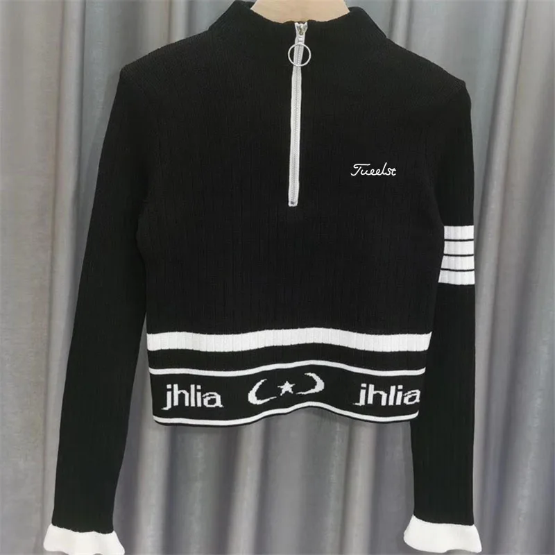 Golf Embroidery Wear for Women Spring Summer Women J.LINDEBERG Golf Wear Short Zip Coat Sports Golf Shirts Women's Golf Clothing