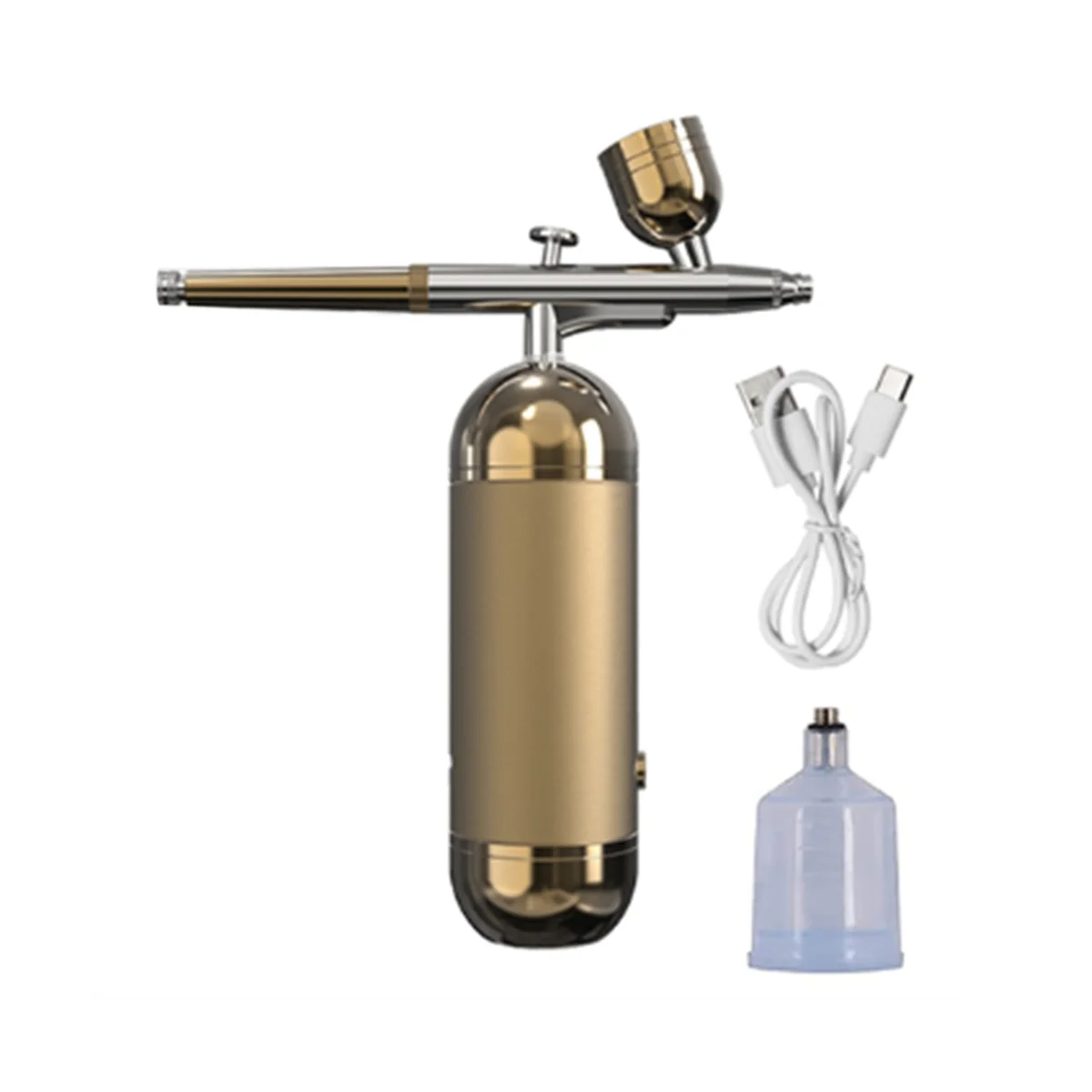 

Airbrush Nail with Compressor Portable Airbrush for Nails Cake Tattoo Makeup Paint Air Spray Tool Oxygen Injector Gold