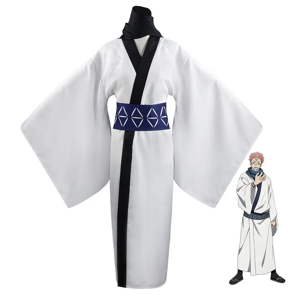 

Jujutsu Kaisen Anime Cosplay Costume Ryomen Sukuna Same Style White Suit Windbreaker Belt Scarf Man Cosplay Costumes