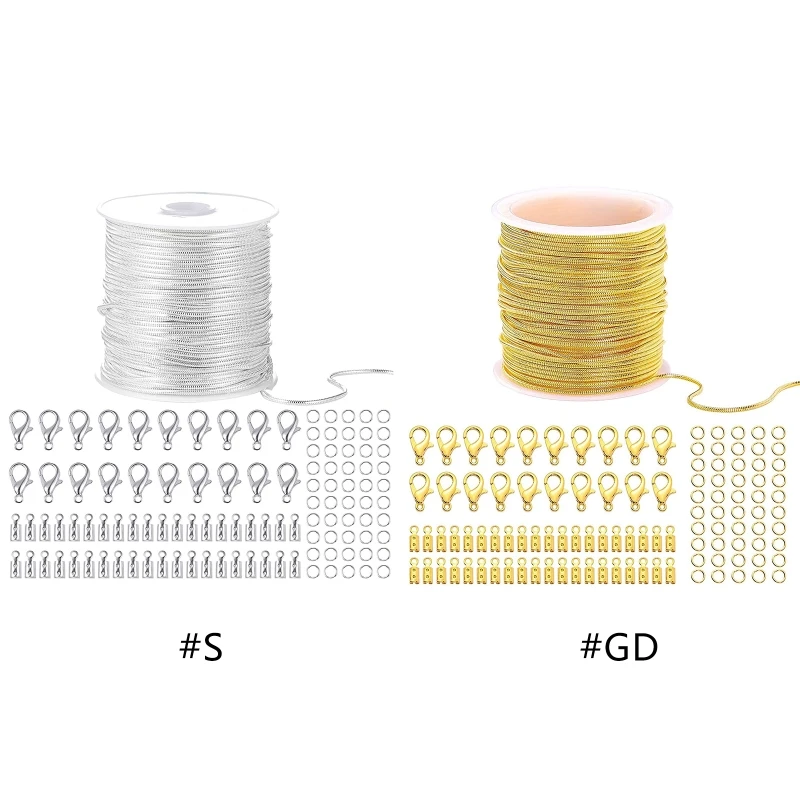 

L21E Snake Chain Cable Link Chain w/50 Open Jump Rings 20 Lobster Clasps 40 Connector Clasps for DIY Jewelry Making Bracelet
