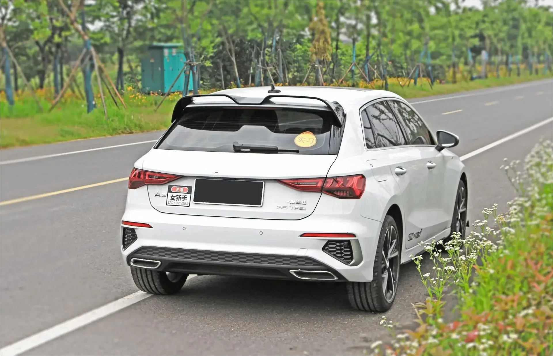 Фото Для Audi A3 2021 + Sportback 35 TFSI лет хэтчбек с насечкой Модификация автомобиля Подбородок Bodykit хвостовое крыло №3