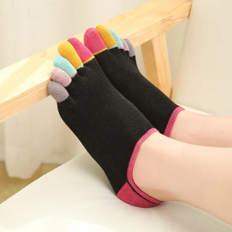 Women Five Finger Socks Solid Color Funny Toe Sock Slippers Girls Lady Ski Invisible Harajuku Socks Lolita Low-Tube Ankle Socks