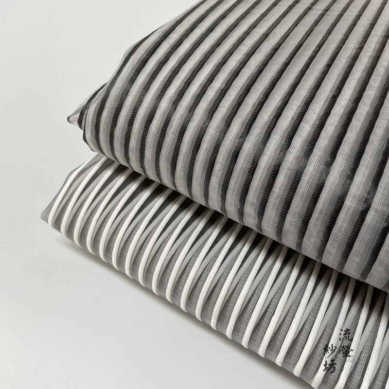 Жаккардовая ткань из органзы в полоску для свадебного украшения сетчатая