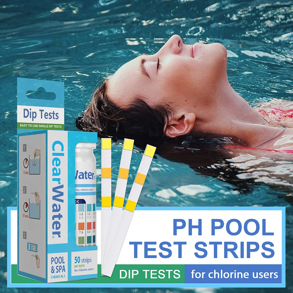 

50pcs 3 in 1 Swimming Pool PH Test Paper Chlorine Value Alkalinity Hardness Test Strips Water Quality PH Tester Pool Spa Cleaner