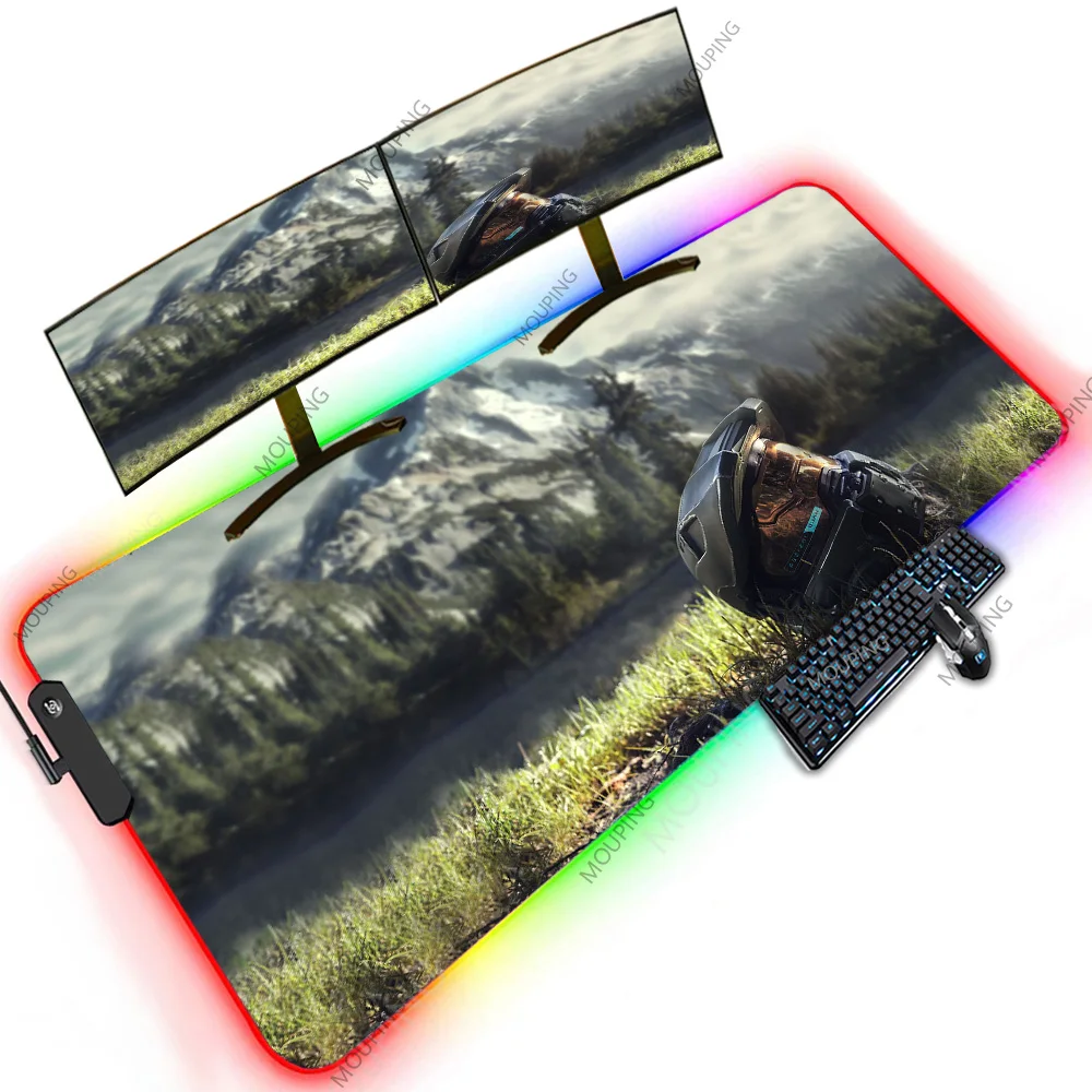 

Halo Anime Mouse Pad Desk Mat 1200x600 XXXXL Led Rgb Pad with Its Print Carpet Backlit Big Art Work Office Accessory Ultra Large