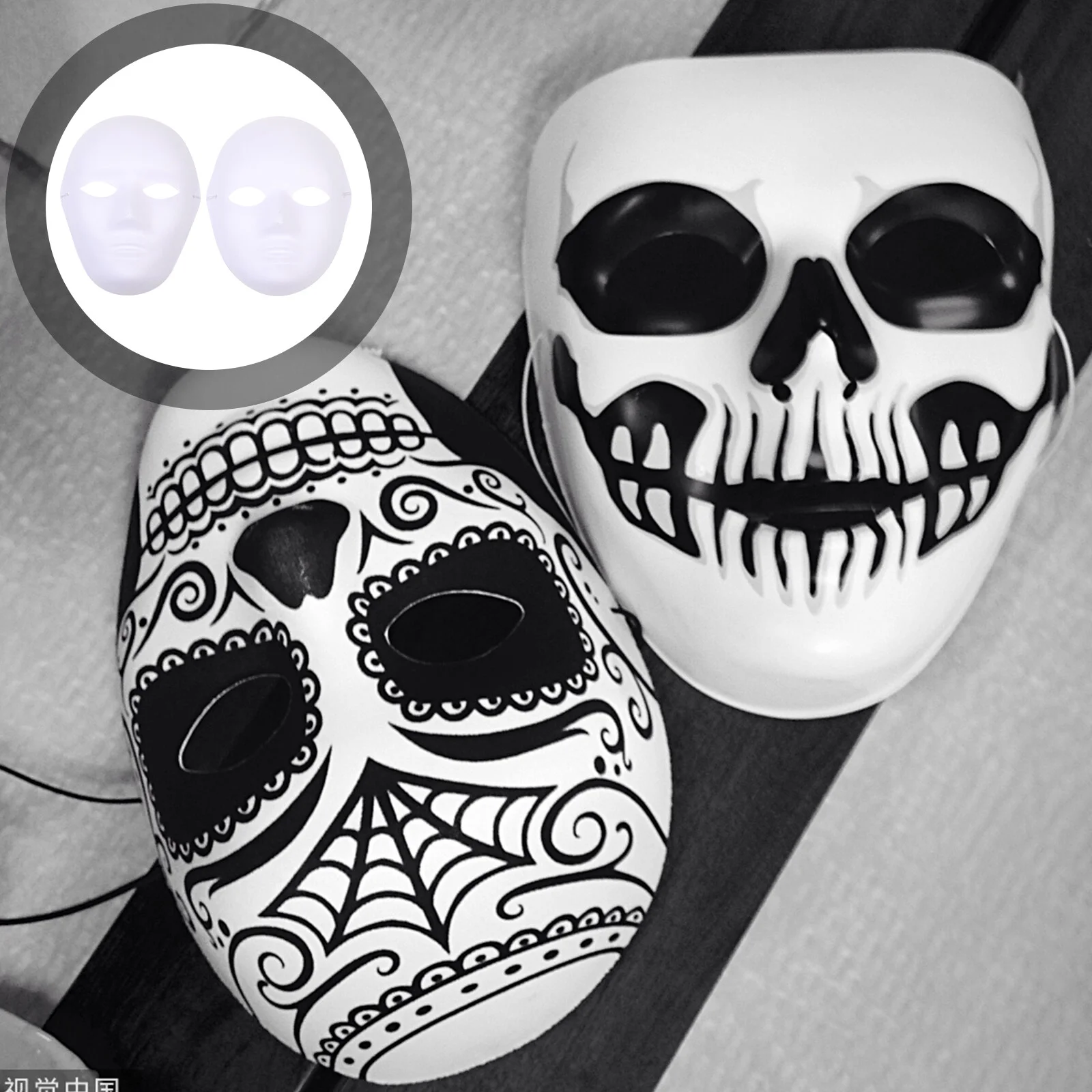 

6 Pcs Halloween Masks Adults Paintball Masquerade Supplies White Party Paintable Facebook Hand-painted Paper Miss