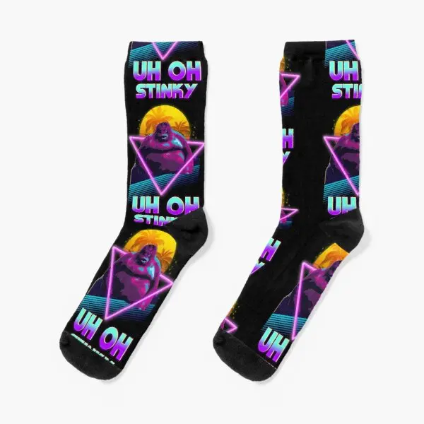 

Uh Oh Stinky Poop Le Monke 80S Vaporwave Crew Socks Black Best Girls Comfortable Short Winter Sports Cotton Unisex Cute Mens