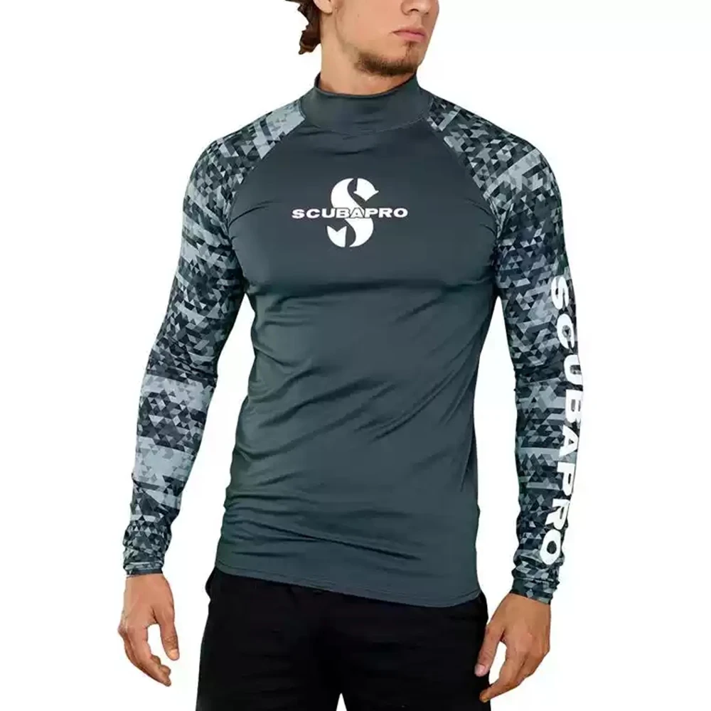 2023 Men's Long Sleeve Rashguard UV Protection Swimwear Surfing Diving Sports Shirt Swimming Breathable Quick Dry Tights Clothes