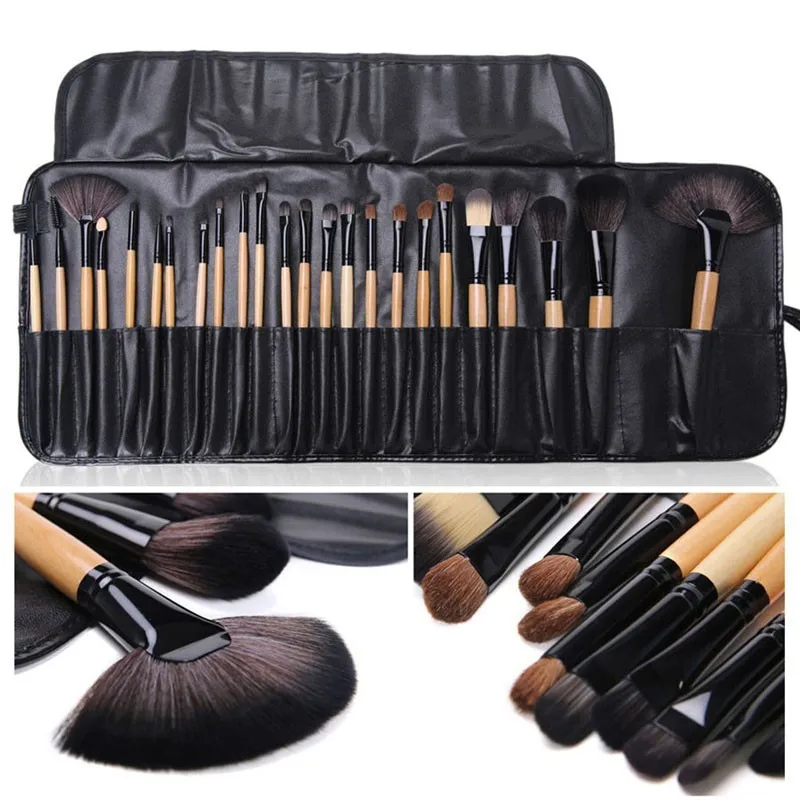 Bolsa de regalo con set de brochas de maquillaje, herramienta profesional de maquillaje, 24 brochas para cejas, base, polvo y sombras