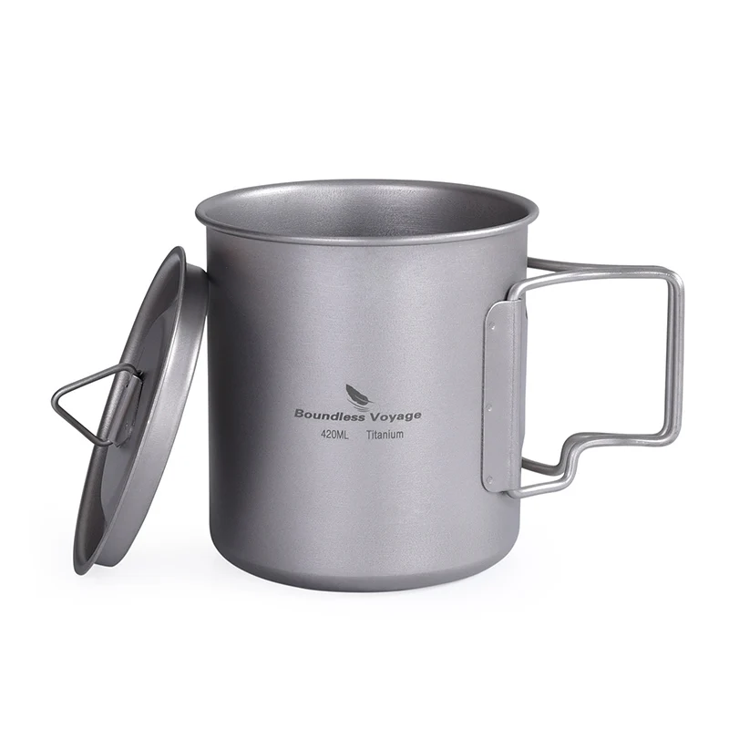 

Boundless Voyage Titanium Mug 420ml Outdoor Camping Picnic Tableware Titanium Cup Ultralight Drinkware Water Tea Cup