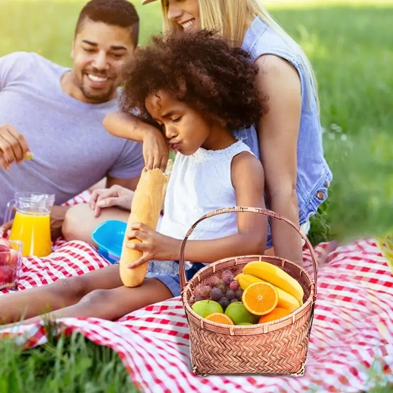 

Bamboo Hand Woven Basket Portable Fruit Basket Creative Mini Flower Basket Multipurpose Storage Basket For Fruit Vegetables Eggs