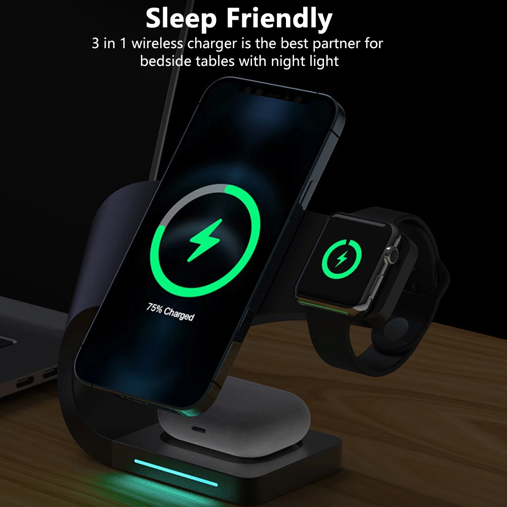 20w wireless charger 4 in 1 magnetic qi fast charging dock station for airpods pro apple watch 6 5 4 3 2 iphone 12 13 pro max free global shipping