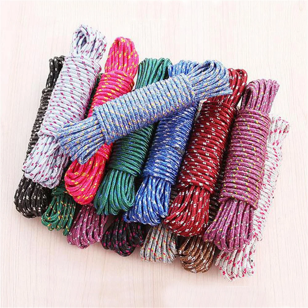 

Nylon Rope Drying Clothes Hangers Washing Lines Windproof Clothesline For Camping Outdoors Garden Travel Tent Equipment Ropes