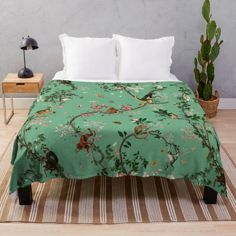 

Monkey World Green Throw Blanket Stuffed Blankets
