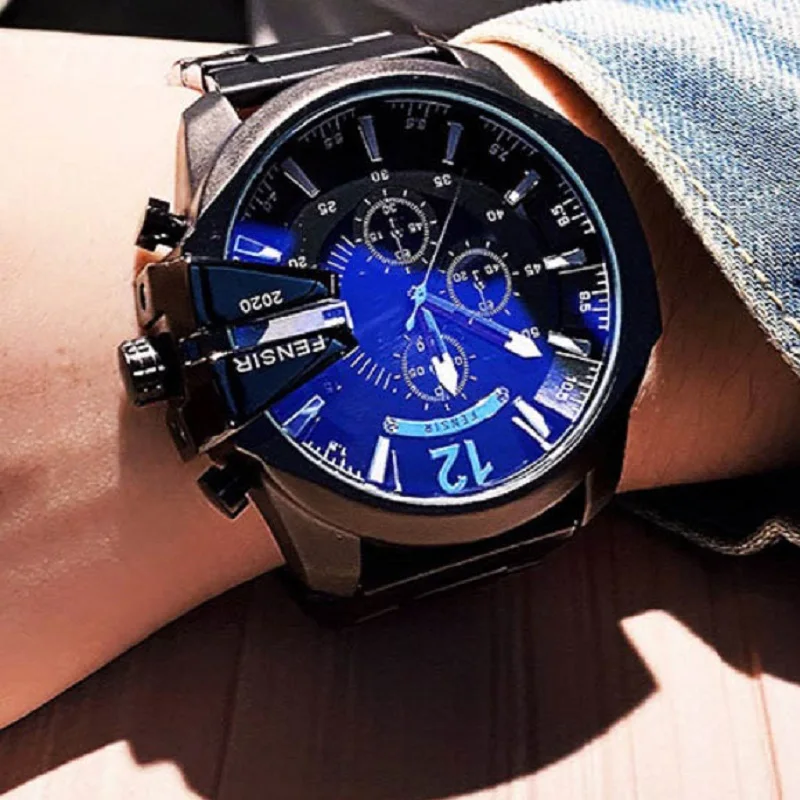 

High Quality Business Watches for Men Large Dial Brand Full Steel Quartz Sport Watch Relogio Masculino Relojes Hombre