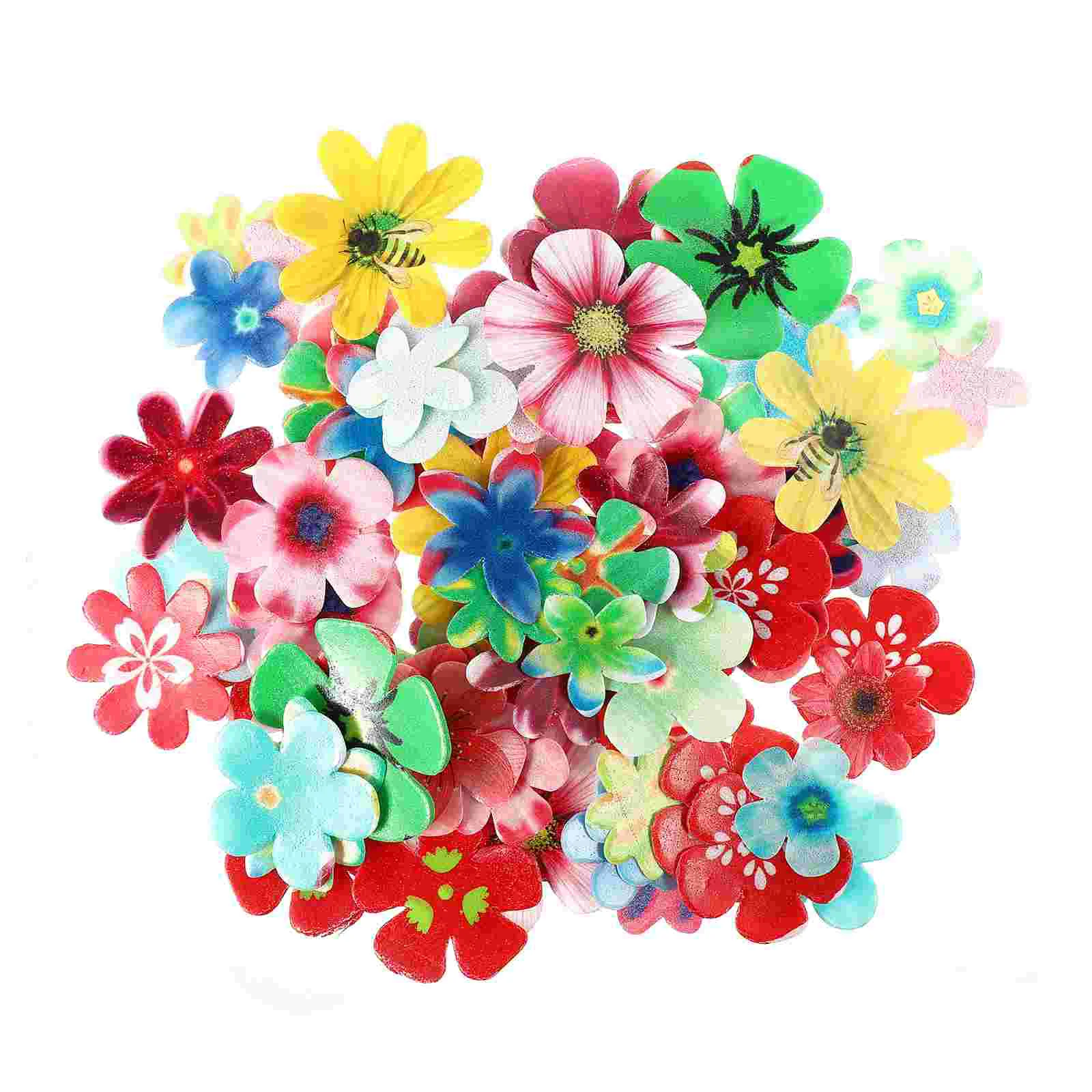 

Edible Cake Flowers Decorating Decorations Toppers Cupcake Cakes Paper Wafer Sugar Decor Butterflies Flower Birthday Topper