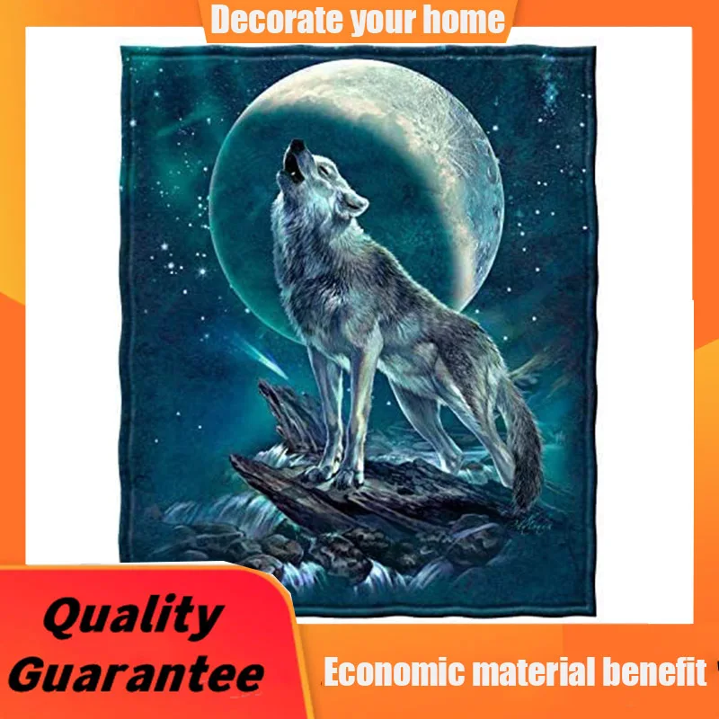 

ZZXHG Blue Star Wolf Flannel Blanket King Size, Weighted Blankets Thick for Adults Teens, Fluffy Fleece Throw Blankets Large