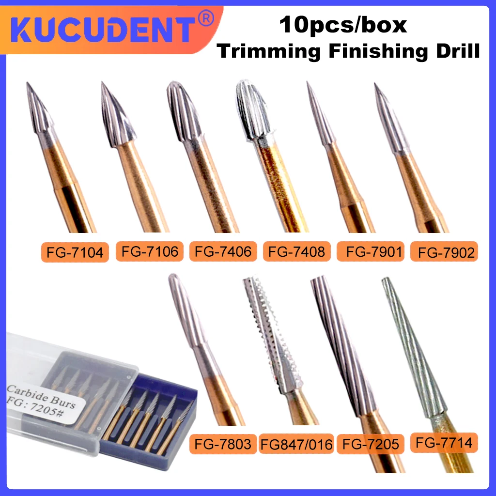 10 шт. стоматологические боры карбид вольфрама отделочное сверло для