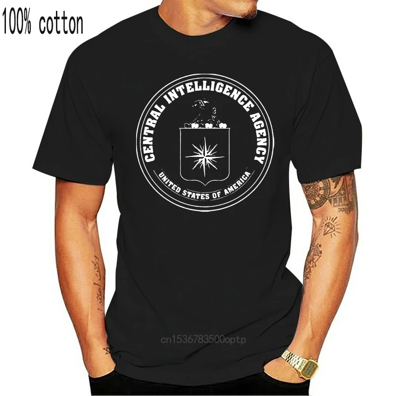 

Man Clothing Hot Sell Fashion CIA Central Intelligence Agency USA Navy Black Cotton T-shirt