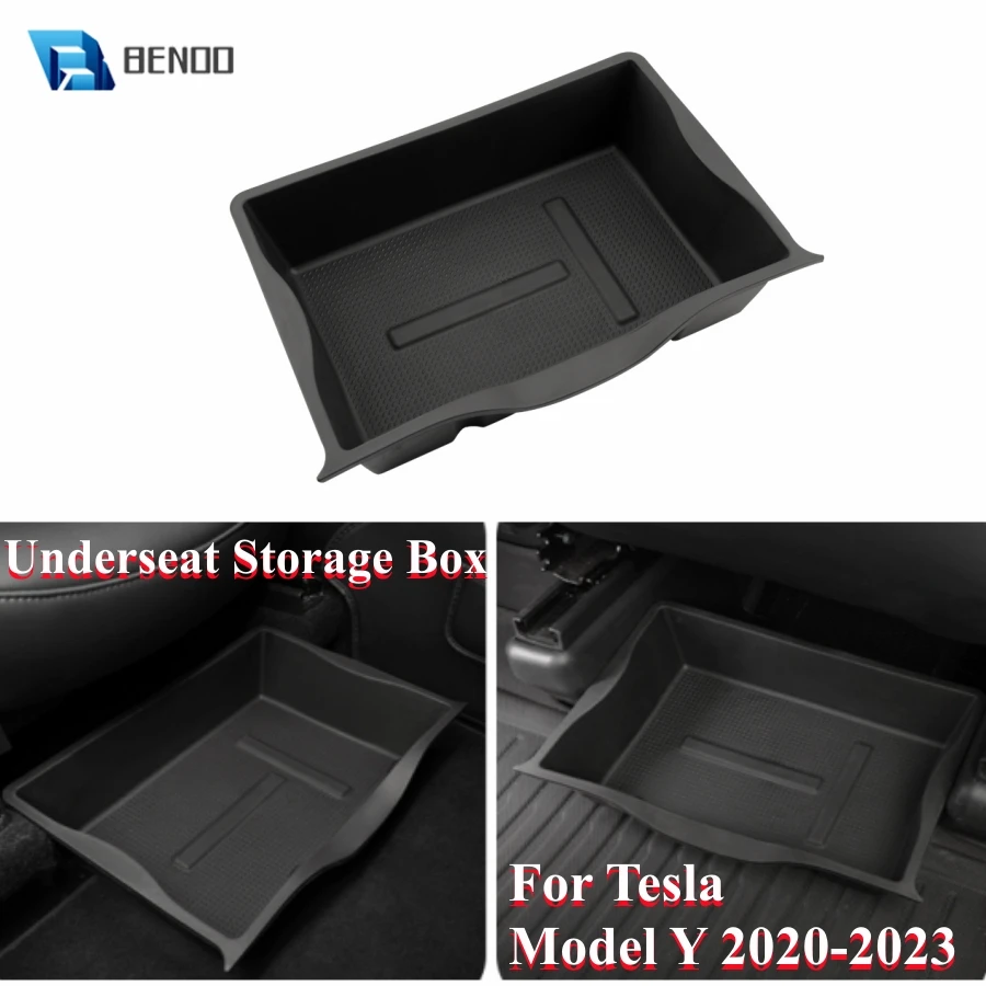 

Under Seat Storage Box for Tesla Model Y 2020 - 2023 TPE Driver Passenger Front Underseat Hidden Organizer Tray Bin Cubby Drawer