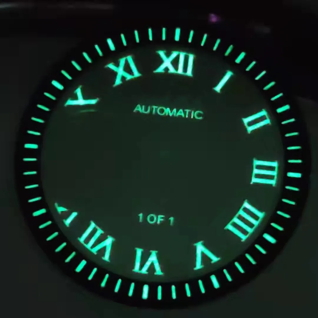 NH38 dial mechanical watch to transparent skeleton white dial conversion diving watch accessories C3 strong green luminous dial