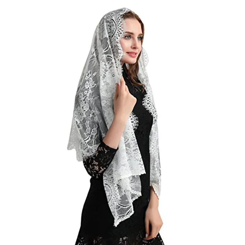 

Eyelash Lace Vintage Flower Lace Scarf Lace Church Veil Shawl Square Scarf