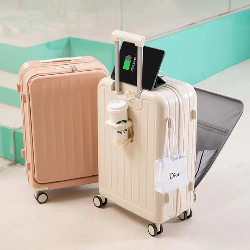 

Новый закрывающийся спереди зарядный чемодан женский Дорожный чемодан 24 дюйма пароль Улучшенный сенсор многофункциональная коробка для ручной клади для мужчин
