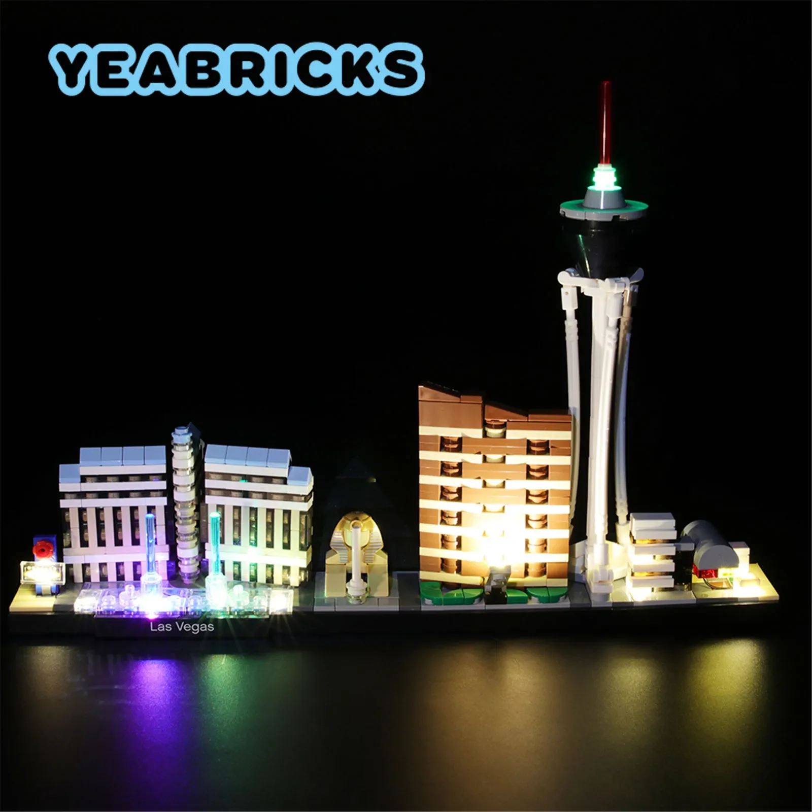 

Конструктор YEABRICKS со светодиодной подсветкой для архитектуры 21047, комплект строительных блоков Лас-Вегаса (не включая модель), детские игрушки