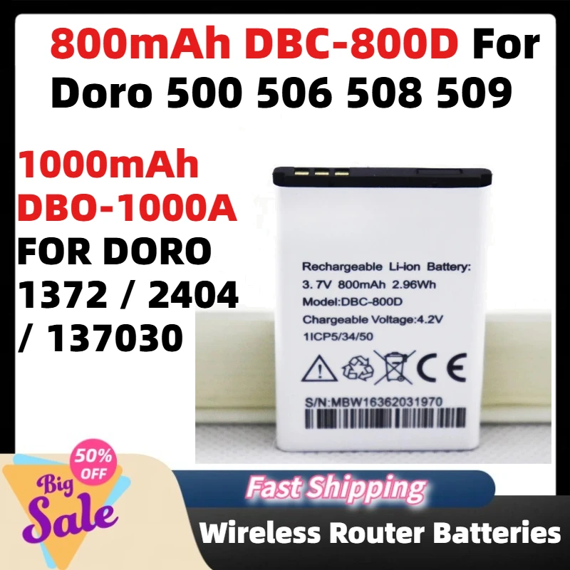 Фото Аккумуляторы для беспроводных роутеров 3.7V 800mAh DBC-800D 1000mAh DBO-1000A для Doro 500 506 508 509, а также для DORO 1372 / 2404 / 137030 №1