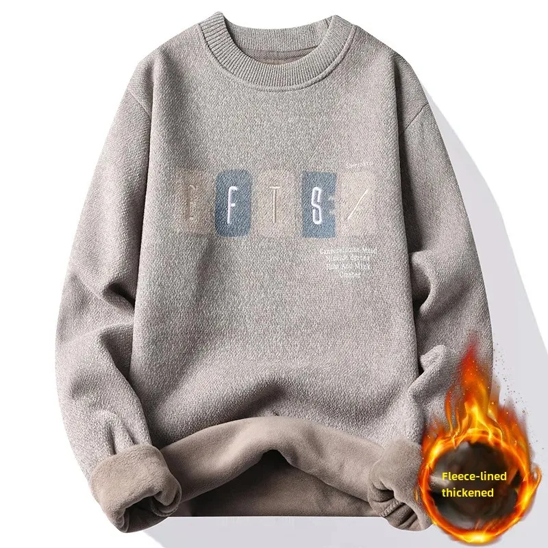 Amazon зимний утолщенный свитер с круглым вырезом свободный крой вязаный мужской