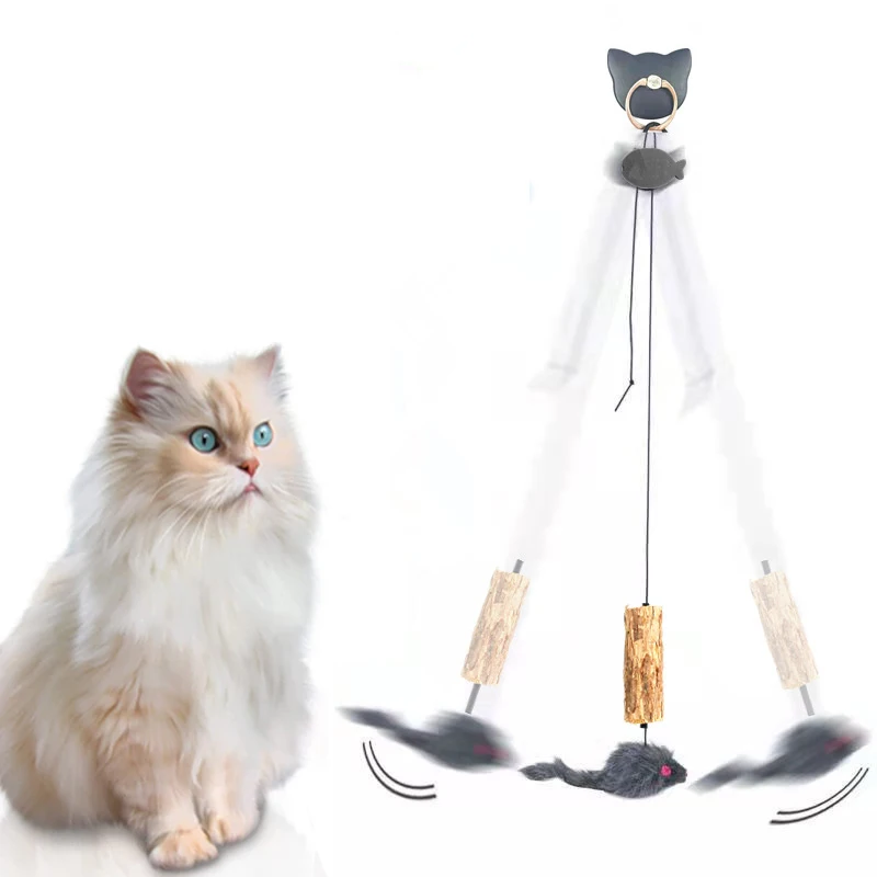 Смешные игрушки для кошек Самостоятельная подвесная дверная мышь Выдвижная