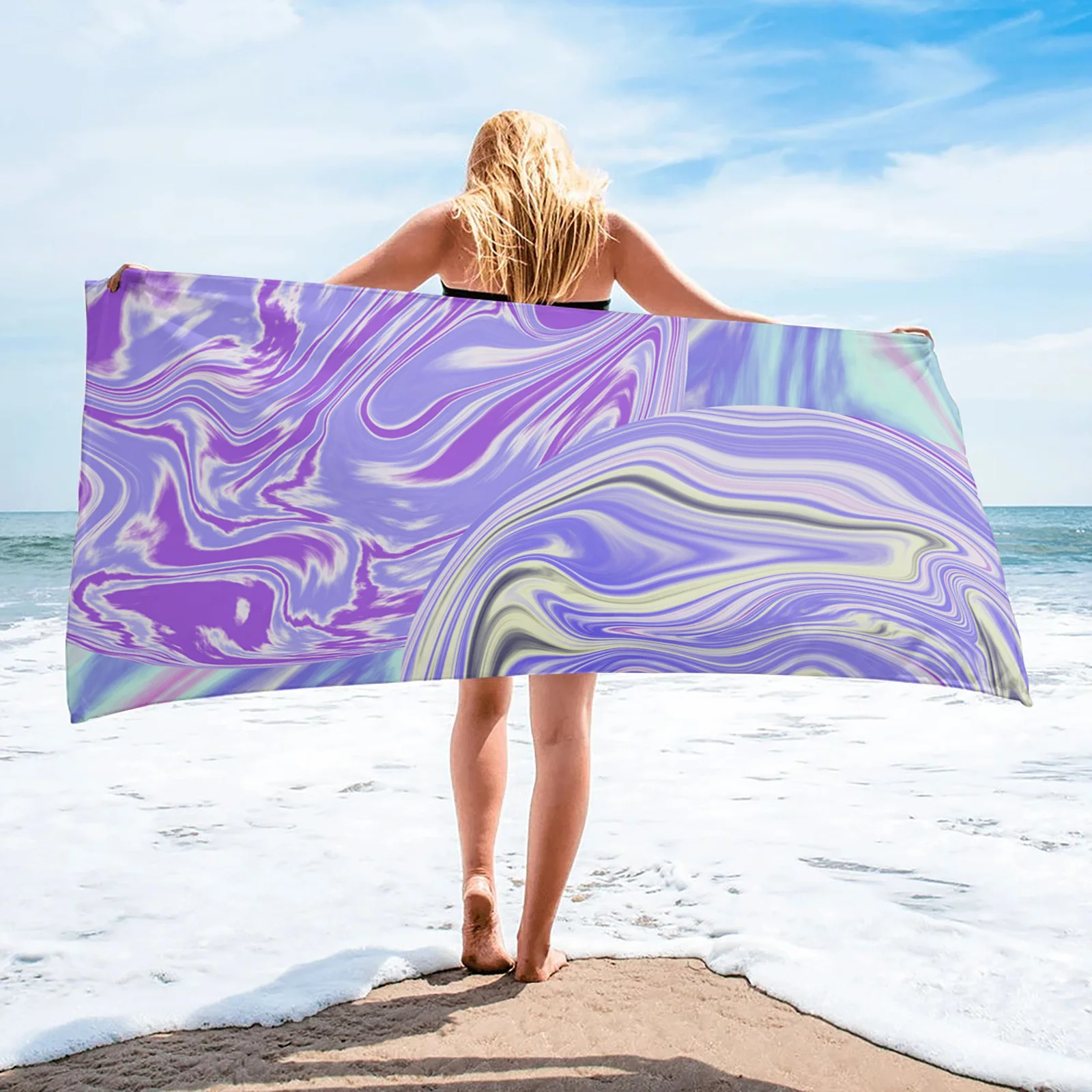 

Мраморное банное полотенце с градиентом, мягкое абсорбирующее полотенце для ванной, пляжное полотенце из микрофибры, домашний текстиль