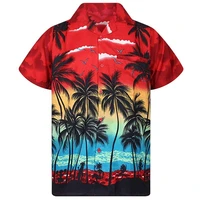 camisa hawaiana con estampado de palmera para hombre camisa holgada a la moda con cuello cruzado para playa 5xl 2022
