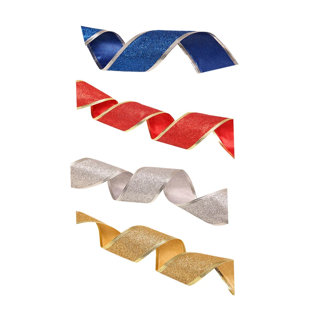 

4 Roll Christmas Ribbon Wired Holiday Party Ribbons Christmas Packaging Ribbons Gift Ribbon for Patterns Christmas