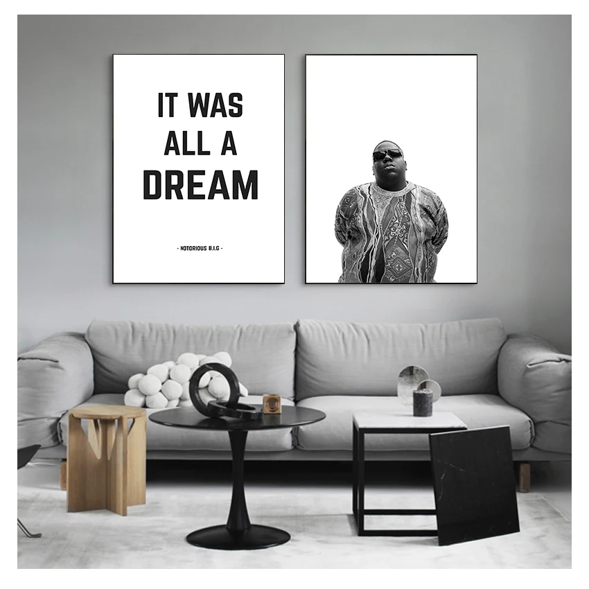 

It Was All A Dream Biggie Smalls Quote Rap Poster Prints Wall Art Decor The Notorious BIG Canvas Art Print and Poster