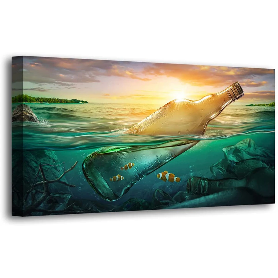 

Beach drifting bottle in The Ocean 5D Diy diamond painitng full drill diamond embroidery Seascape diamond Mosaic decor YG4106