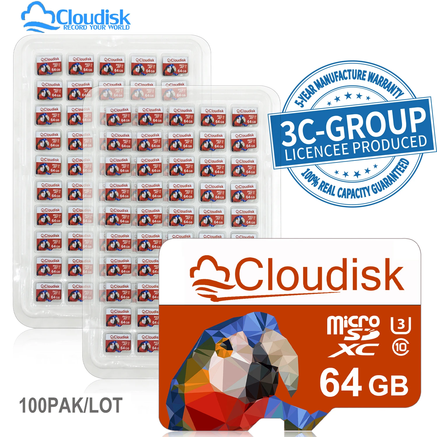 

Cloudisk 100Pcs C10 U3 64GB 32GB Micro SD Card 16GB 8GB Flash Memory Card 4GB 2GB 1GB V10 A1 MicroSD TF Card For Phone Camera