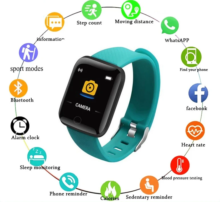 

2022 New 116Plus Tracker Men's Aerobic Wristband Smart Watch Ladies Waterproof Screen Touch Operation Heart Rate