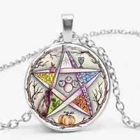 statement new esoteric pentagram necklace vintage wicca star tree of life crystal glass pendant chain necklace handmade artwork