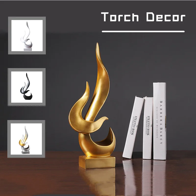

Torch Statue Ornament Resin European Style Creative Model Sculpture Home Living Room Desktop Office Decoration Gift Decor Crafts