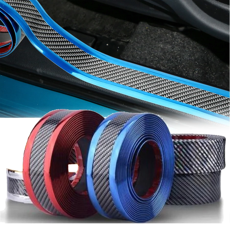 

Car Stickers Anti Scratch Door Sill Protector Rubber Strip Carbon Fiber Car Threshold Protection Bumper Film Sticker Car Styling