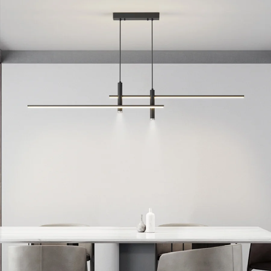 

Nordic restaurant LED strip lamps creative personality office post-modern minimalist dining table bar chandelier