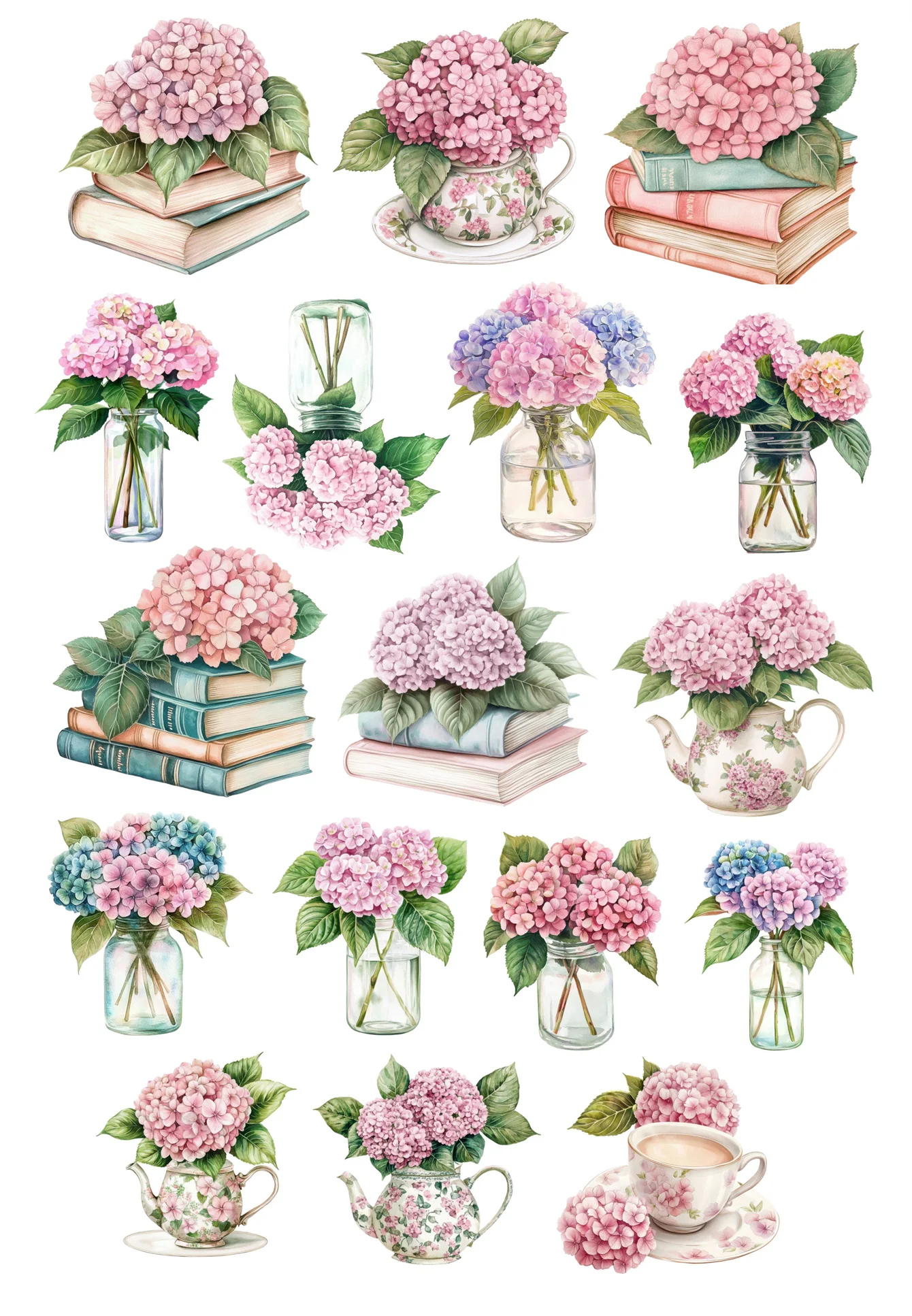 

Набор стикеров BLINGIRD с гортензиями