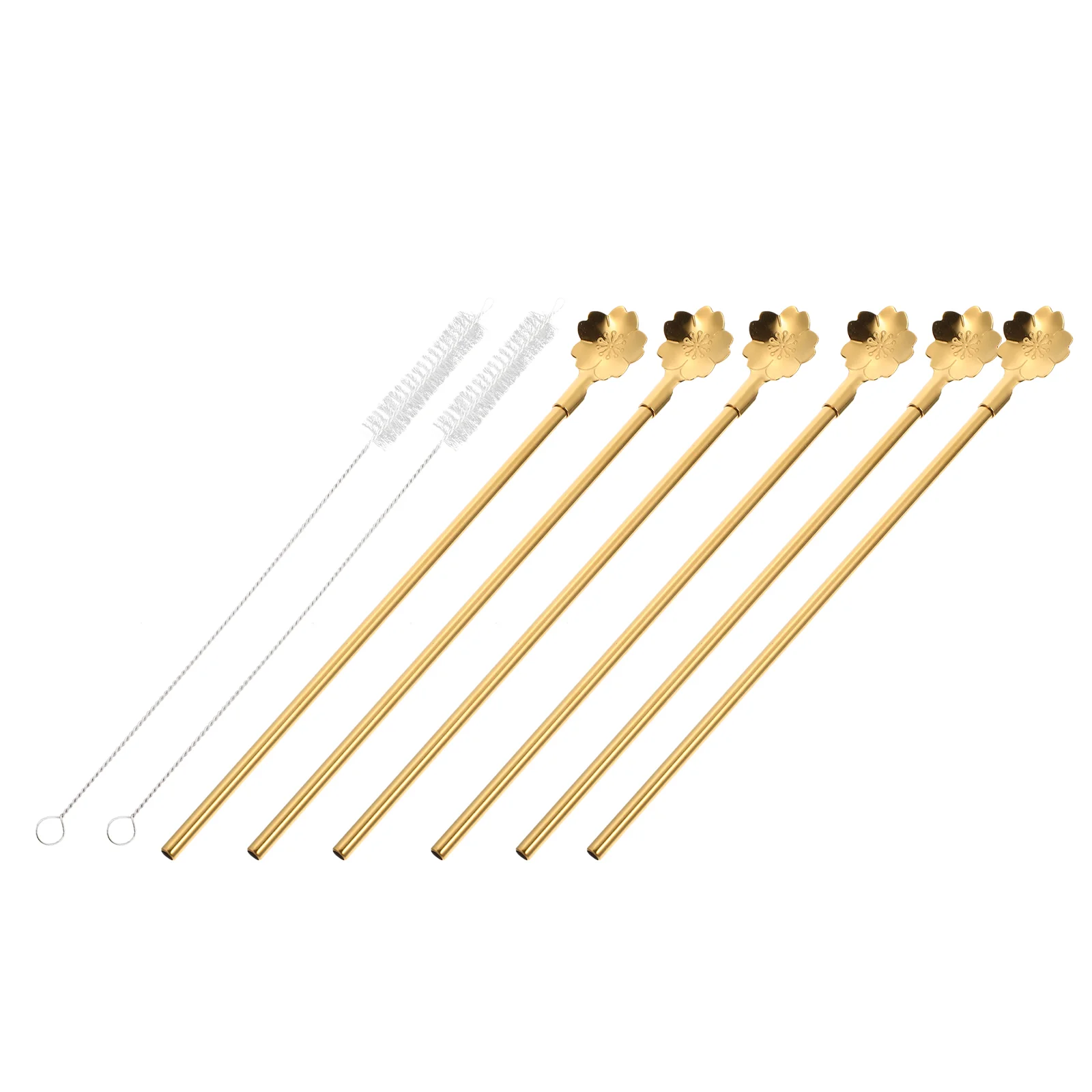 

8 Pcs Practical Straw Spoons Stainless Steel Whisking Sticks Creative Straw Spoon