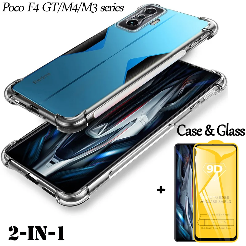 

soft silicon cases for poco f4 gt back cover on xiaomi poco x4 pro 5g shockproof poko f4gt pocof4 gt pocof4gt clear case & glass