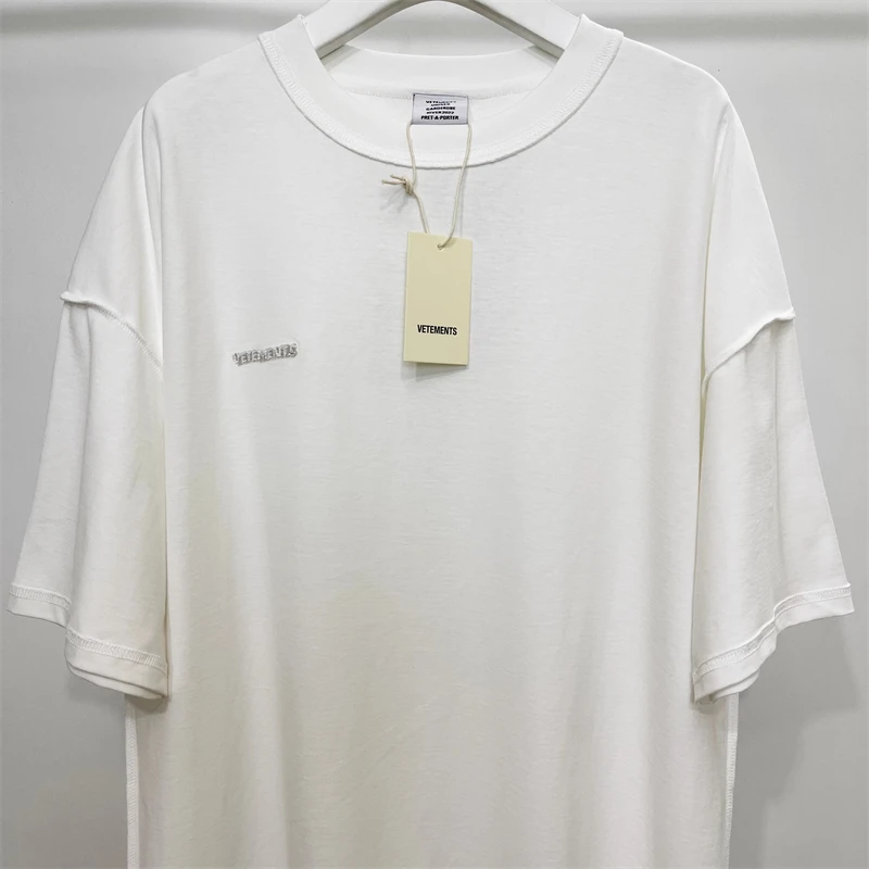 

New Vetements Classic T-shirt 1:1 highest quality casual embroidered small logo VTM oversized T-shirt for men and women