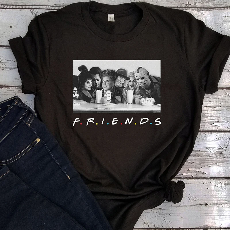 

Friends Halloween Shirt Horror Character Women Tshirt Vintage 2022 Fashion Tee 90s Gothic Clothing Print Casual Graphic Tees Tee