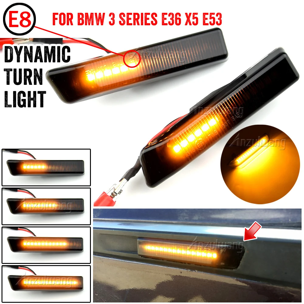 

For BMW E36 M3 Facelift 1997-1999 X5 E53 1999-2006 Led Dynamic Turn Signal Light Side Marker Fender Sequential Lamp Blinker