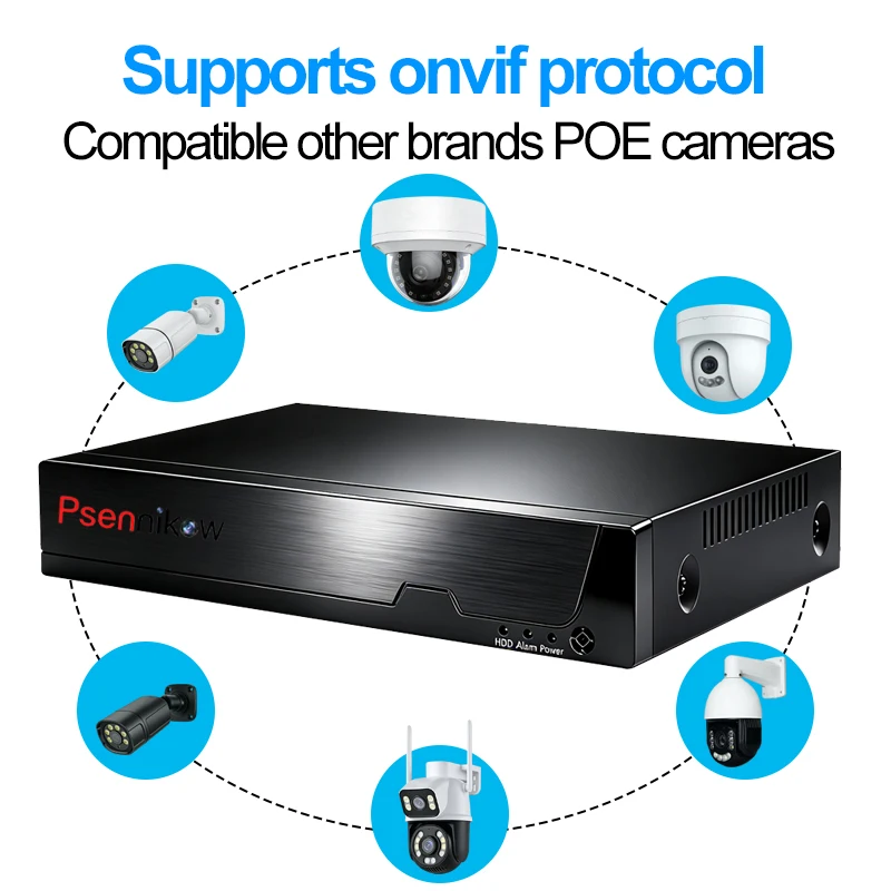 Фото Видеорегистратор Tuya NVR H.265 4-канальный Smart PoE для систем видеонаблюдения 8 МП, удаленный просмотр, сетевой рекордер №4
