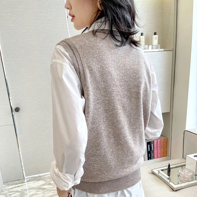 Женский жилет из 100% австралийской шерсти вязаные пуловеры зимние мягкие теплые